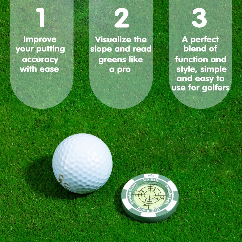 Slopemaster Progreen Reader - Golf Hat Clip Ball Marker With High Precision Green Reading Aid Golf Accessories For Men Women(Gre