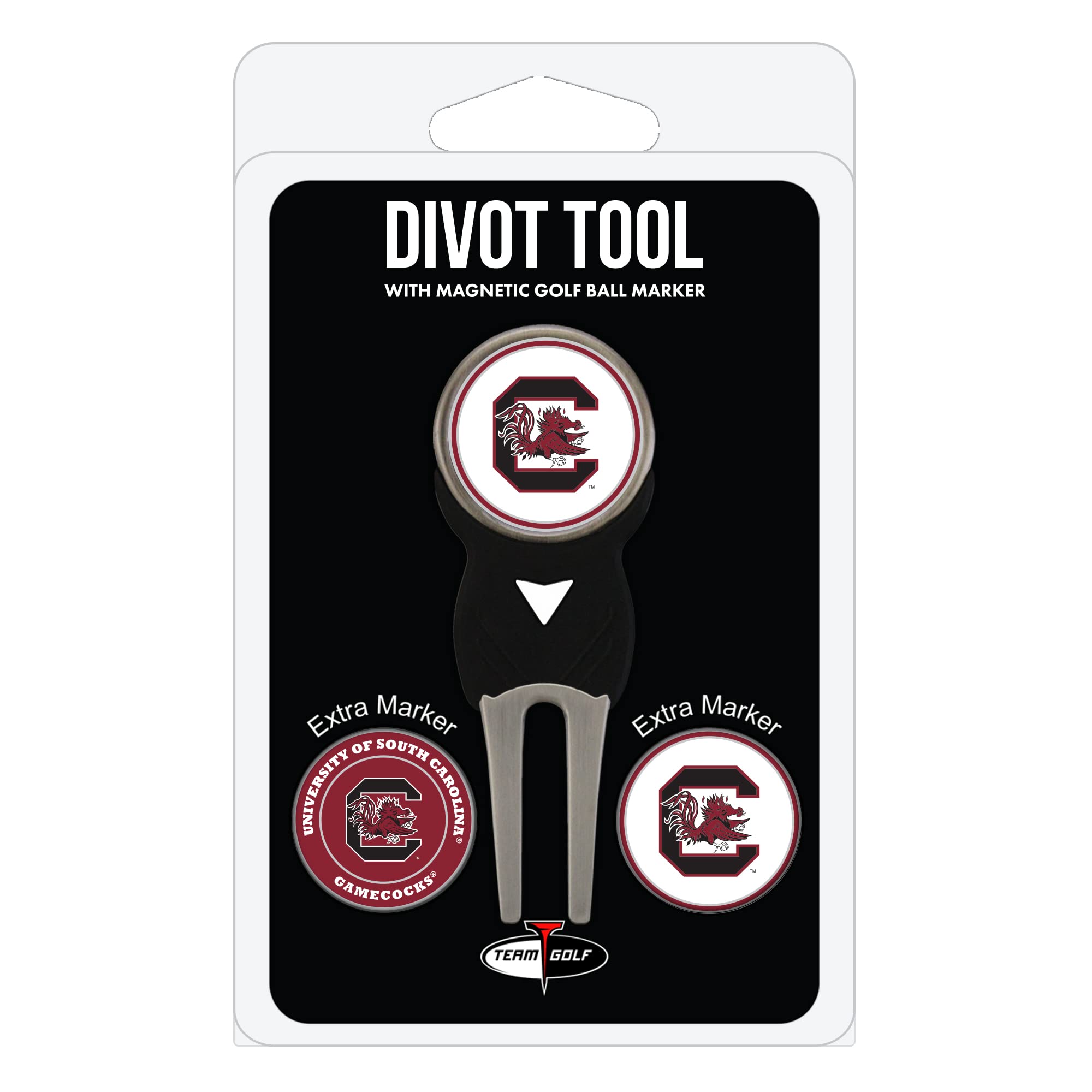 Team Golf Ncaa South Carolina Gamecocks Divot Tool Pack With 3 Golf Ball Markers Divot Tool With 3 Golf Ball Markers Pack, Marke