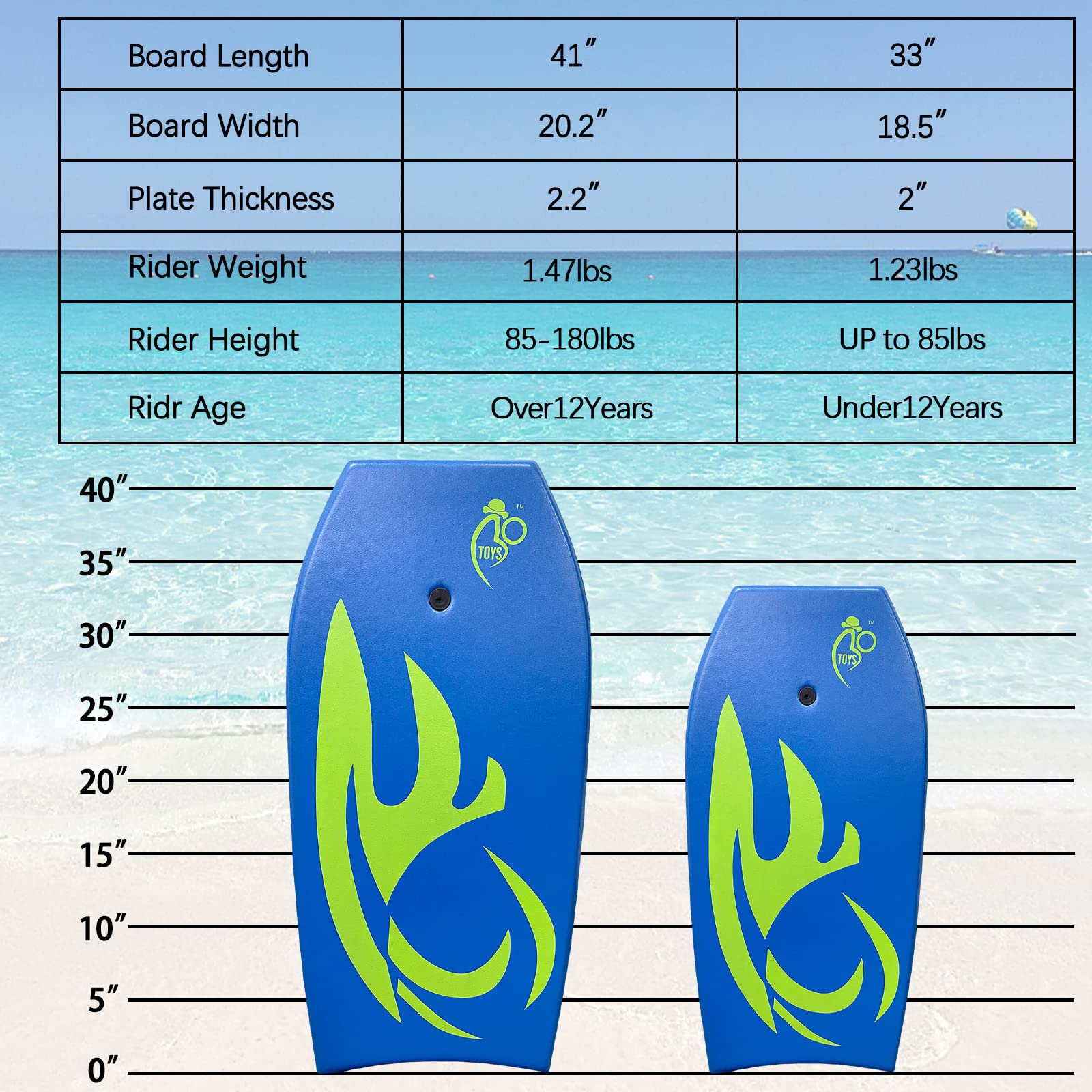 Bo-Toys Body Board Lightweight With Eps Core (Blue, 41-Inch)