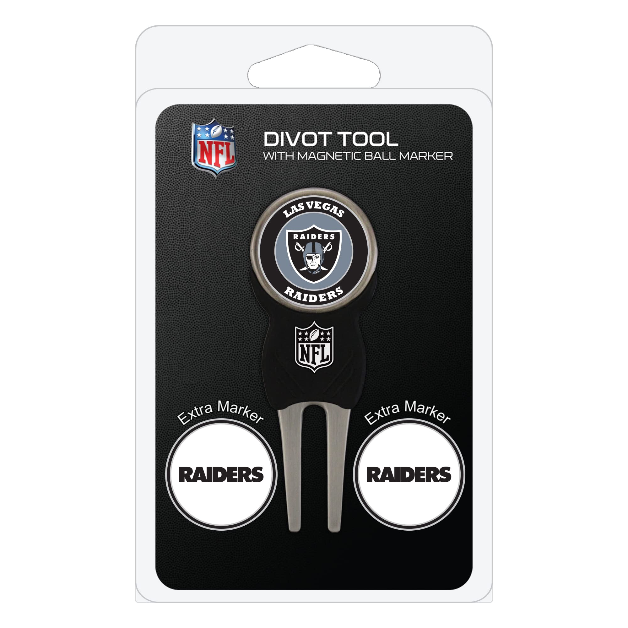 Team Golf Nfl Las Vegas Raiders Divot Tool Pack With 3 Golf Ball Markers Divot Tool With 3 Golf Ball Markers Pack, Markers Are R