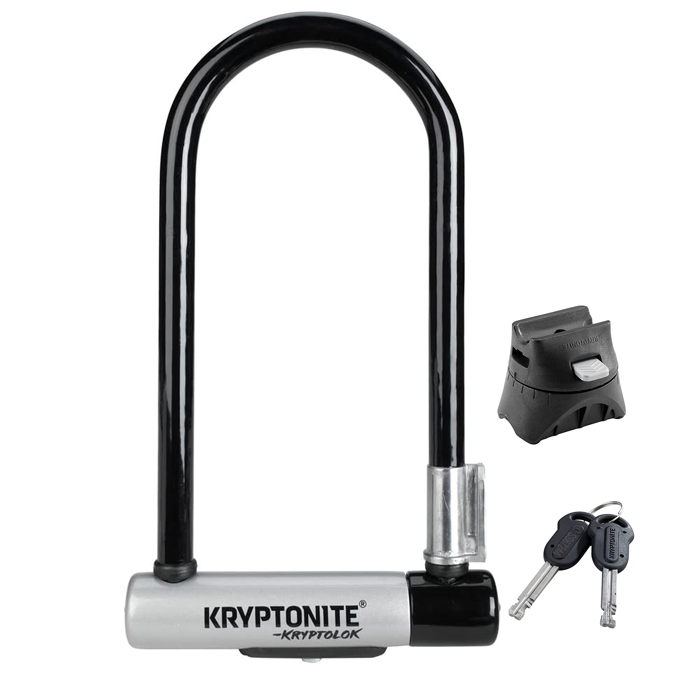 Kryptonite Kryptolok Standard Bike U-Lock, Heavy Duty Anti-Theft Bicycle U Lock, 12.7Mm Shackle With Mounting Bracket And Keys, 