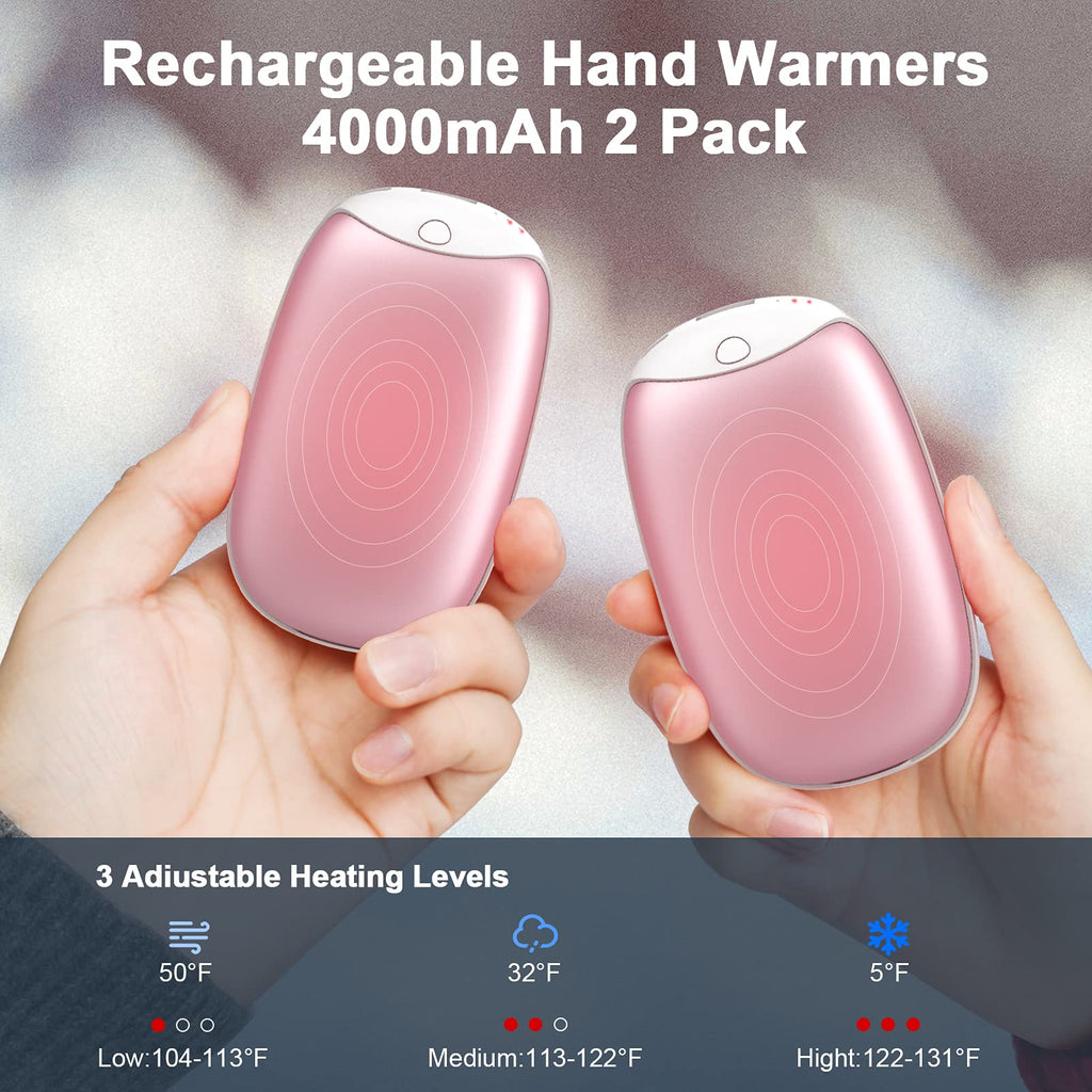 2 Pack Hand Warmers Rechargeable, 8000Mah Electric Portable Pocket Hand Warmer/Power Bank, Great For Outdoor Sports, Hunting, Go