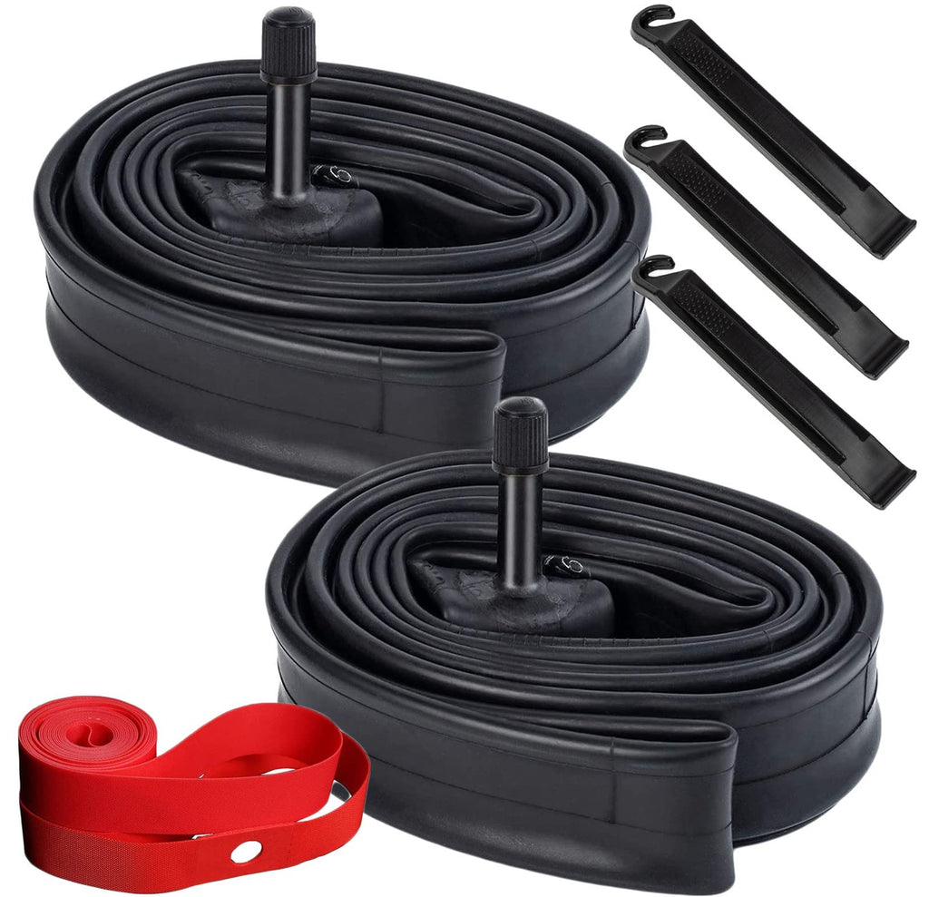 2 Pack 700C Road Bike Tubes 700 X 35C/38C/40C/42C/43C Av33Mm Schrader Valve Tubes Plus 2 Rim Strips Compatible With 700X35C 700 