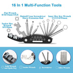 Bike Repair Bag & Bicycle Tire Pump, Tire Puncture Repair Kit, Bike Multi Tool Set, Maintain Bike Repair Tool Kit Portable Bike