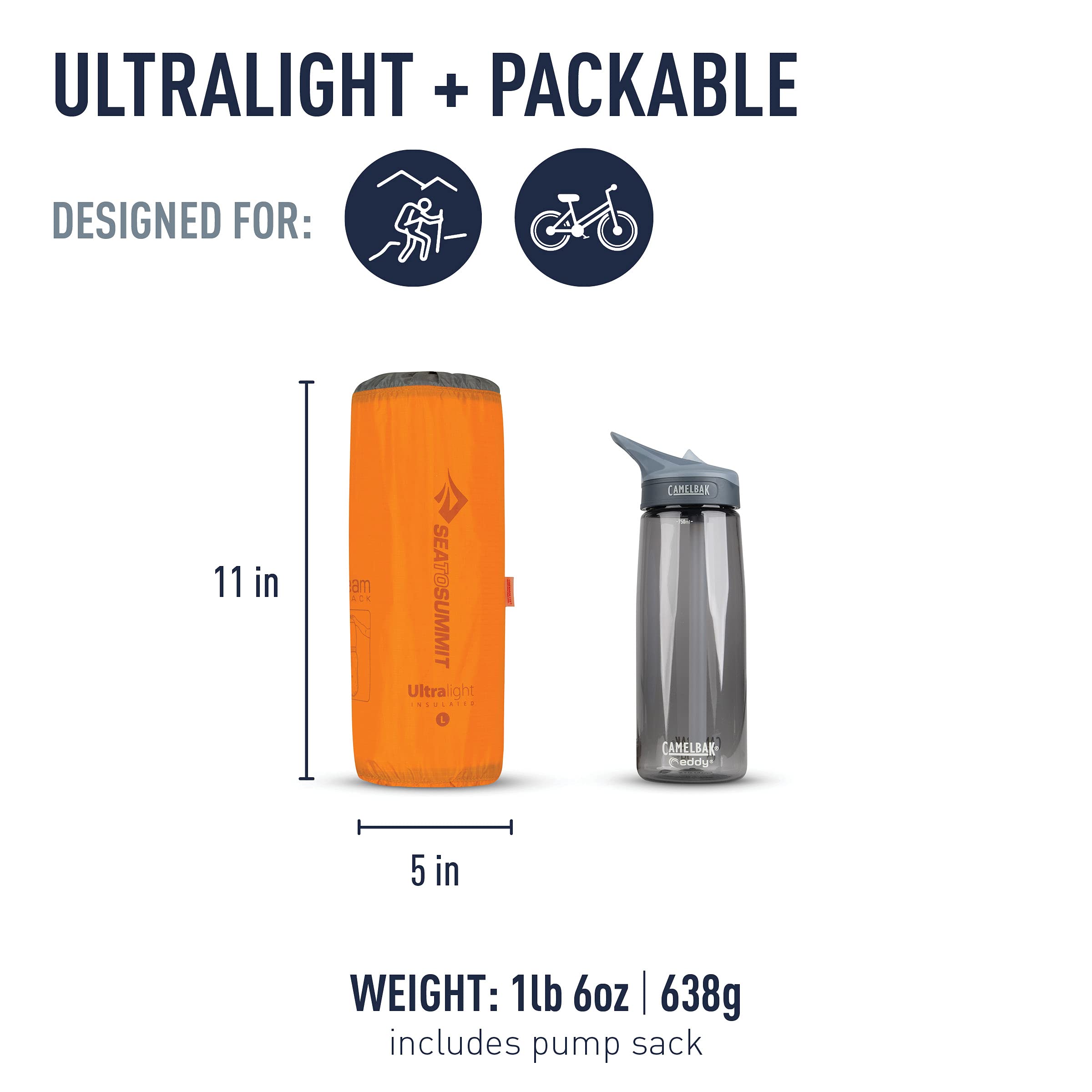 Sea To Summit Ultralight Insulated Backpacking Sleeping Pad, Large (78 X 25 X 2 Inches)