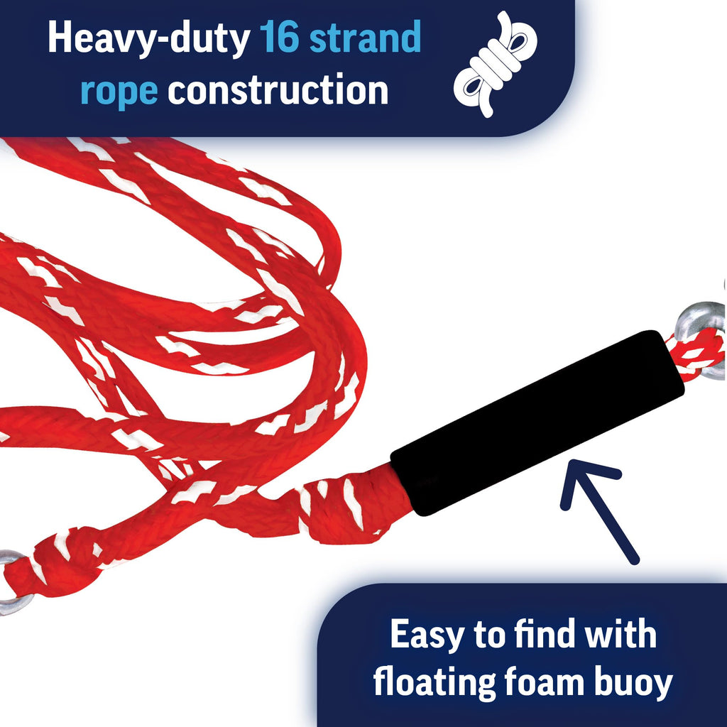 Wow World Of Watersports Red/White Heavy Duty 1 2 3 Or 4 Person 4K Tow Harness Rope For Boating, 11-3030