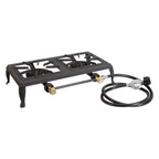 Stansport Double Burner Cast Iron Stove With Regulator Hose (209-100)