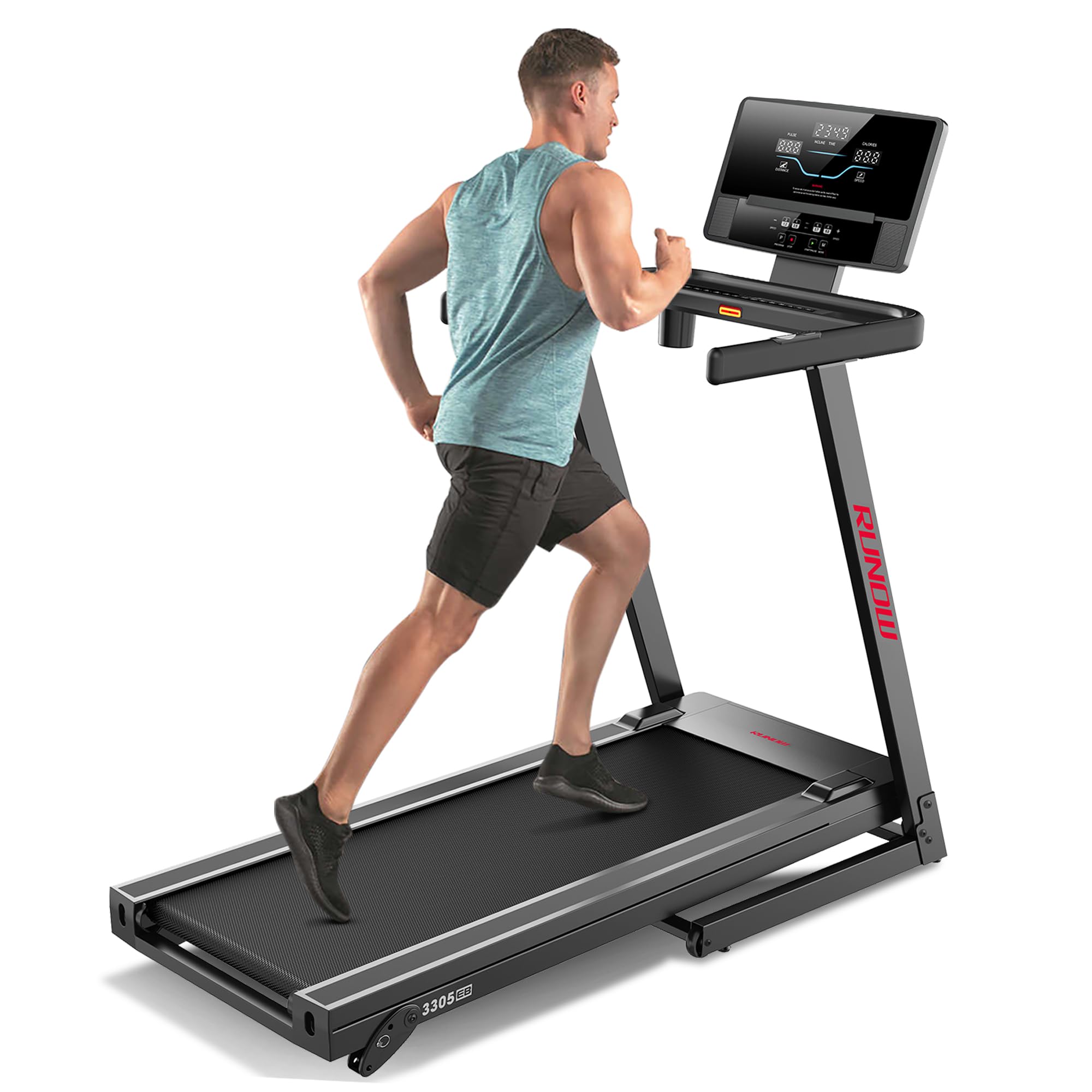 Runow Treadmills For Home With Manual Incline, Foldable Treadmill Perfect For Walking And Running, Bluetooth And Customized Prog