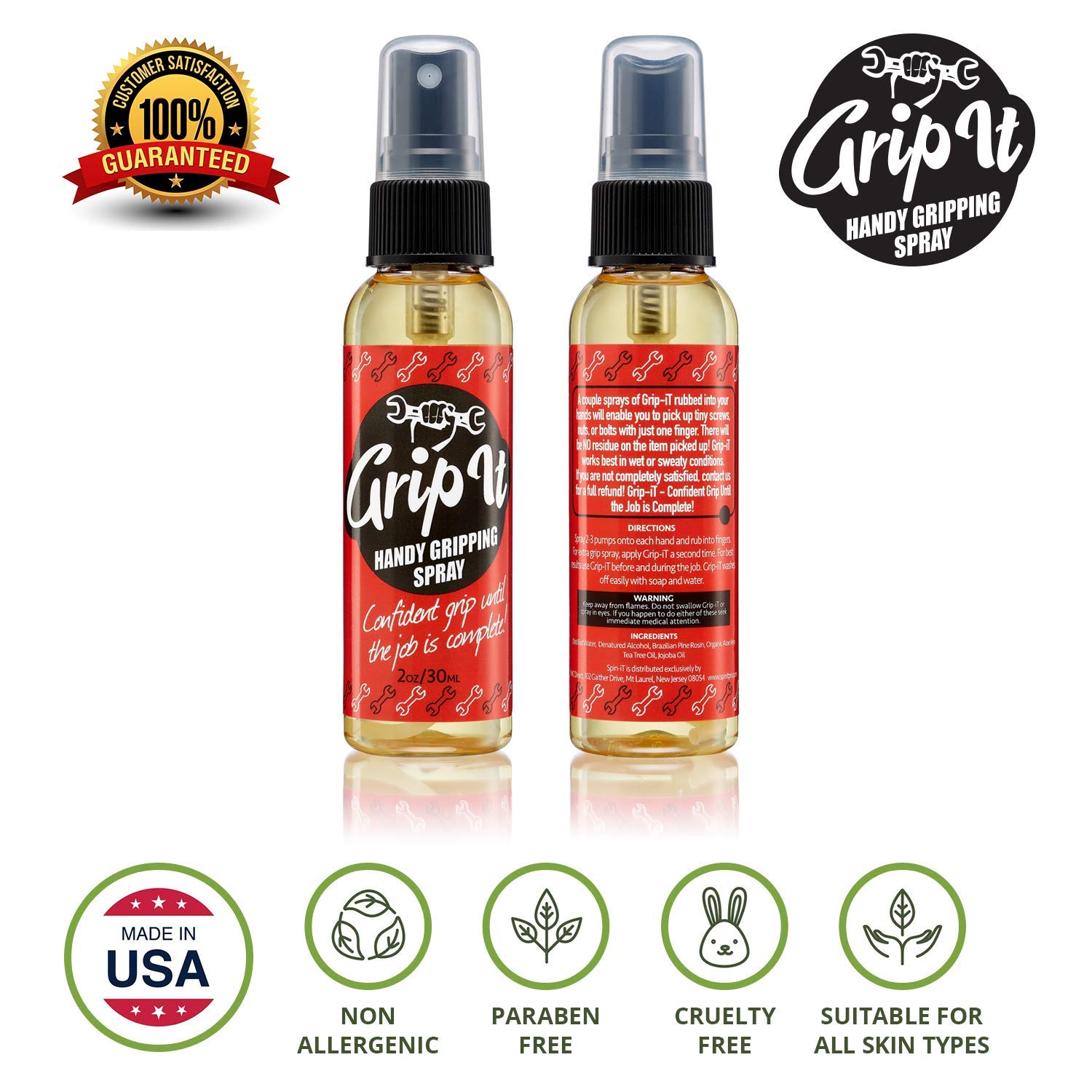 Spin It Gripping Solution Grip-It Hand Grip Spray - Better Pole Grip For Pole Dancing - Firm Grip For Aerial Silks - Supercharge