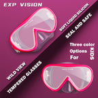 Kids Snorkel Swim Mask, Child Diving Mask Anti-Fog Swim Goggles With Nose Cover For Snorkeling Diving Swimming (Pink)