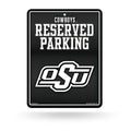 Rico Industries NCAA Oklahoma State Cowboys Metal Parking Sign 8.5 x 11 Carbon Fiber Metal Parking Sign - Great for Man Cave, Be