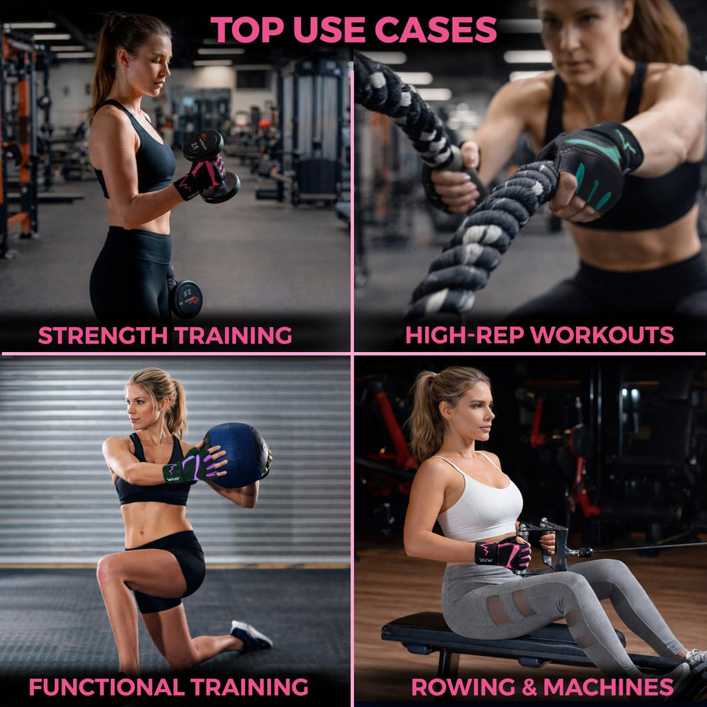 MhIL Workout Gloves for Women - Breathable Gym Gloves for Women with Palm Protection and Enhanced Grip - Padded Weight Lifting G