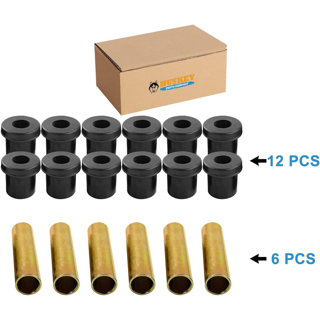 Huskey Ezgo Txt Golf Cart Rear Leaf Spring Bushing Kit With 6X Sleeves And 12X Bushings Made Of Long Lasting Rubber For 1996-Up.