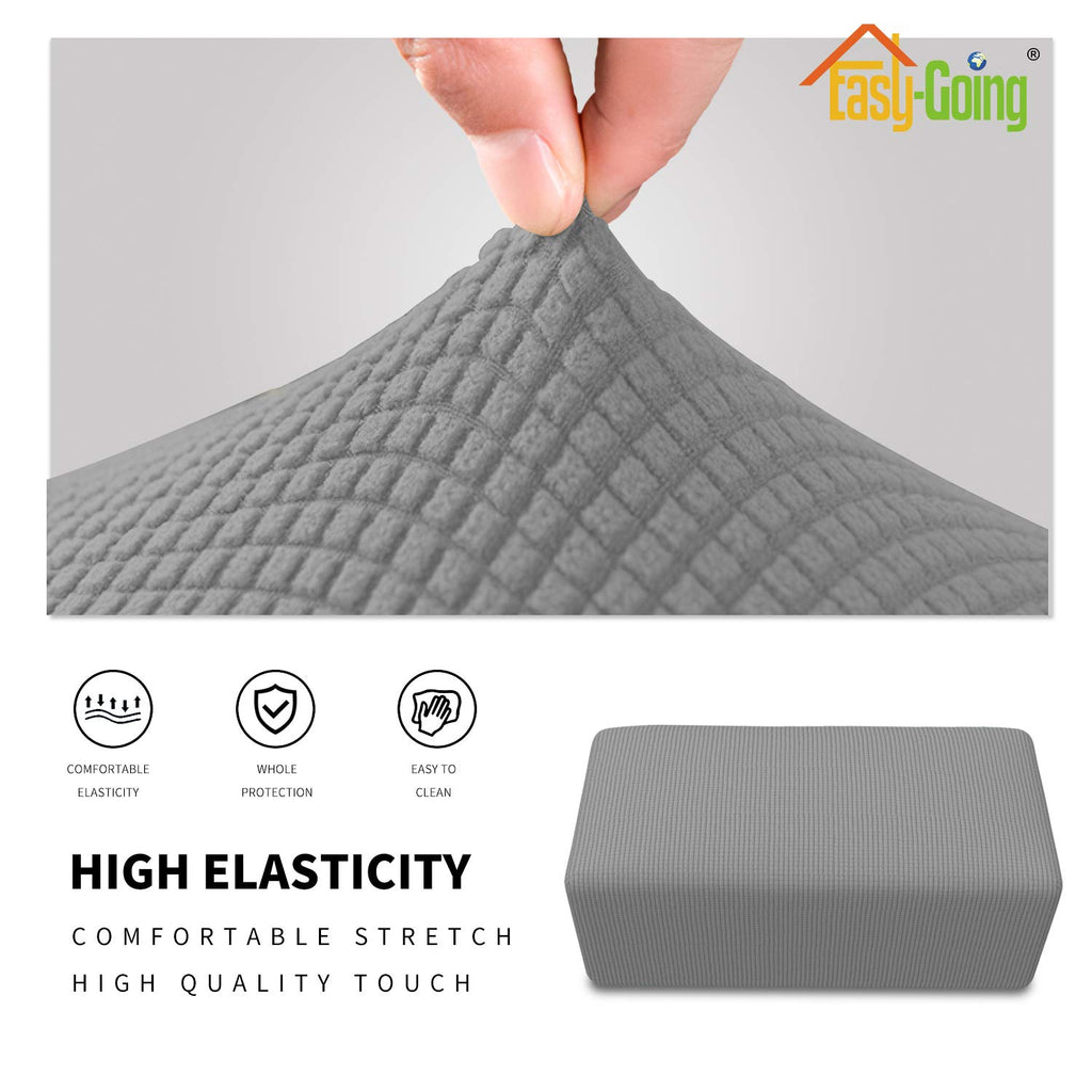 Easy-Going Stretch Ottoman Cover Folding Storage Stool Furniture Protector Soft Rectangle Slipcover Elastic Bottom( Ottoman Larg