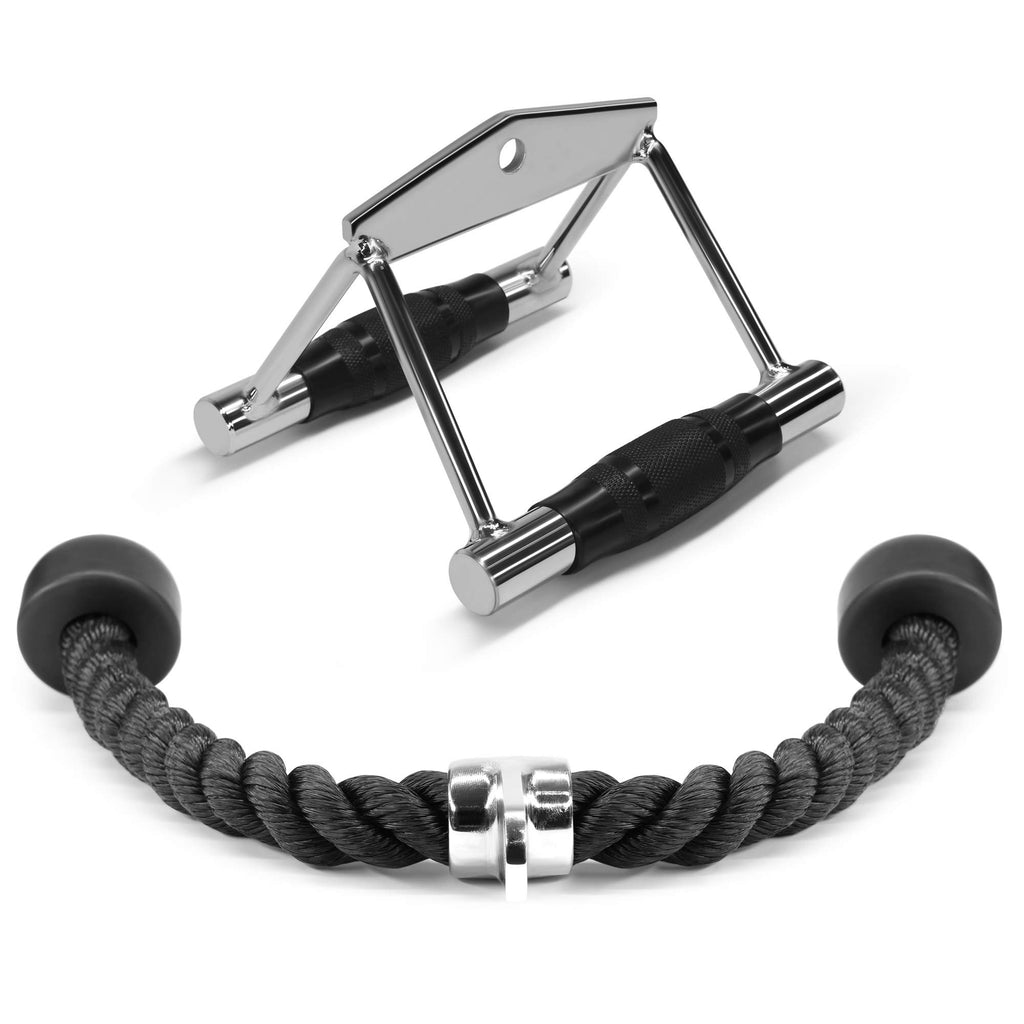 Yes4All Double D Handle Cable Attachment And Tricep Pull Down Rope - 2-In-1 Combo For Cable Machines