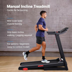 THERUN Running Treadmill with Incline, Foldable Treadmills, Manual Incline Adjustment, 3.0HP Treadmill for Indoor Fitness Workou