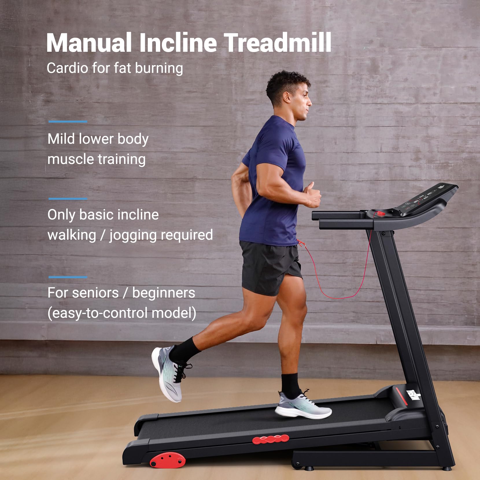THERUN Running Treadmill with Incline, Foldable Treadmills, Manual Incline Adjustment, 3.0HP Treadmill for Indoor Fitness Workou