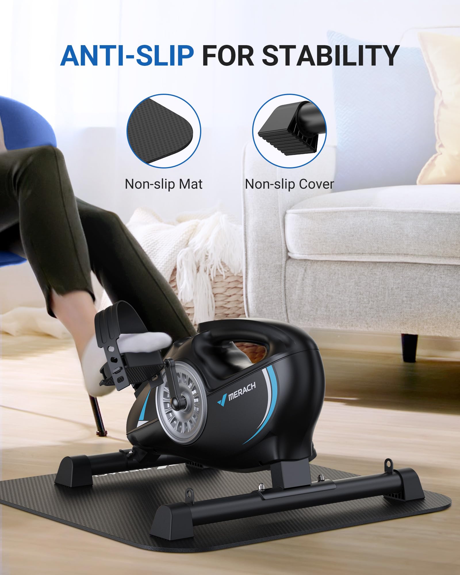 Under Desk Bike Pedal Exerciser, Quiet Magnetic Mini Exercise Bike With Merach App For Arm, Leg Recovery, Physical Therapy, Smoo