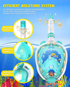 Wstoo Snorkeling Gear For Kids With Latest Dry Top Breathing System,Fold 180 Degree Panoramic View Kids Full Face Snorkel Mask A