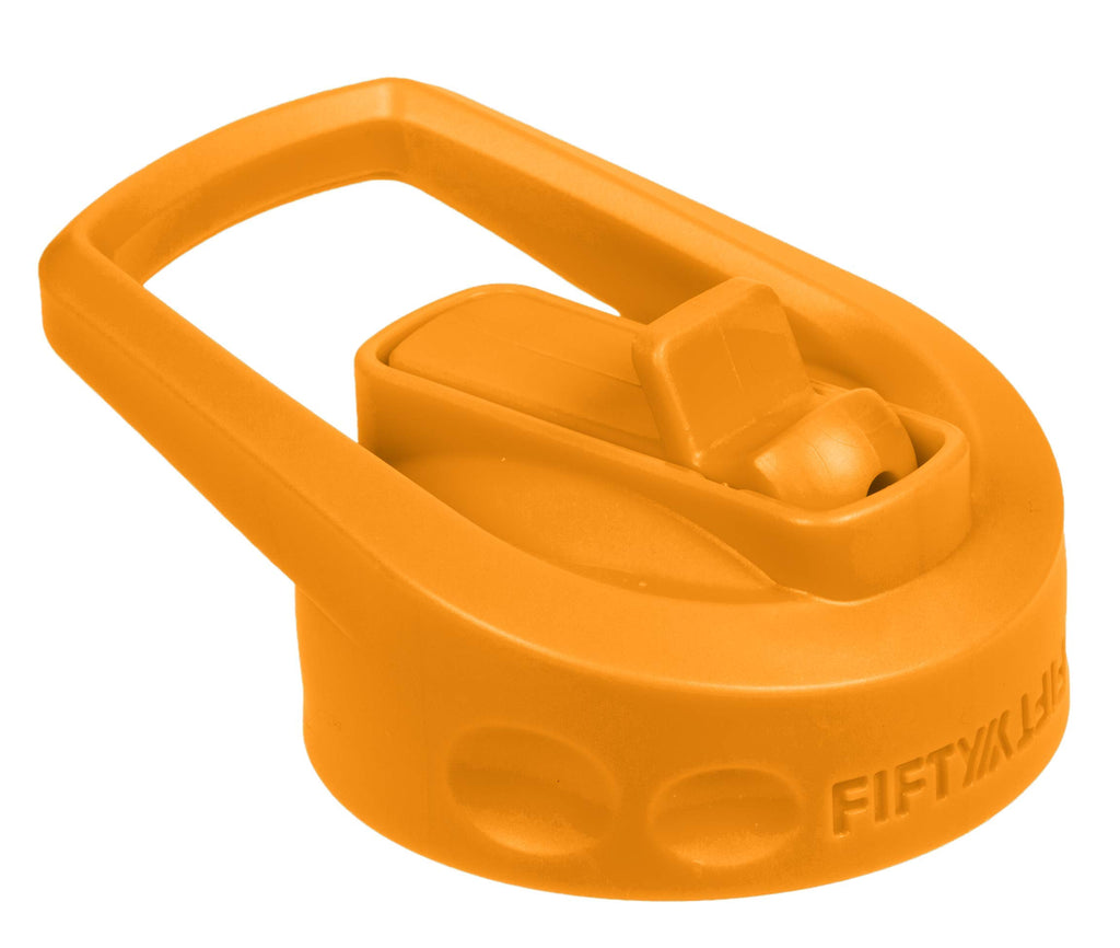 Fifty-Fifty Straw Cap Lid For Wide Mouth Bottles, Solar Orange