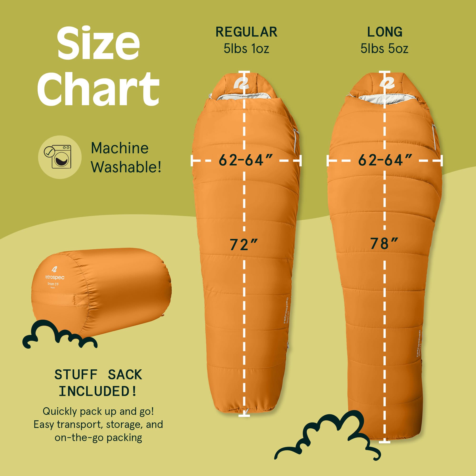 Retrospec Dream 15 Mummy Sleeping Bag - Insulated, Water-Resistant, Adjustable For Cold Weather Camping