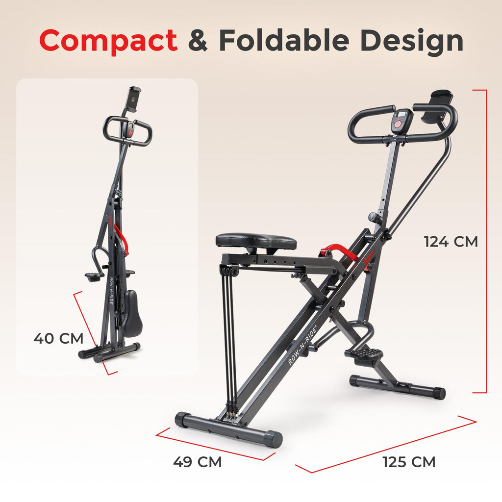 Sunny Health & Fitness Smart Upright Row-N-Ride Exerciser, Squat Assist Trainer for Glutes Workout with Adjustable Resistance, E