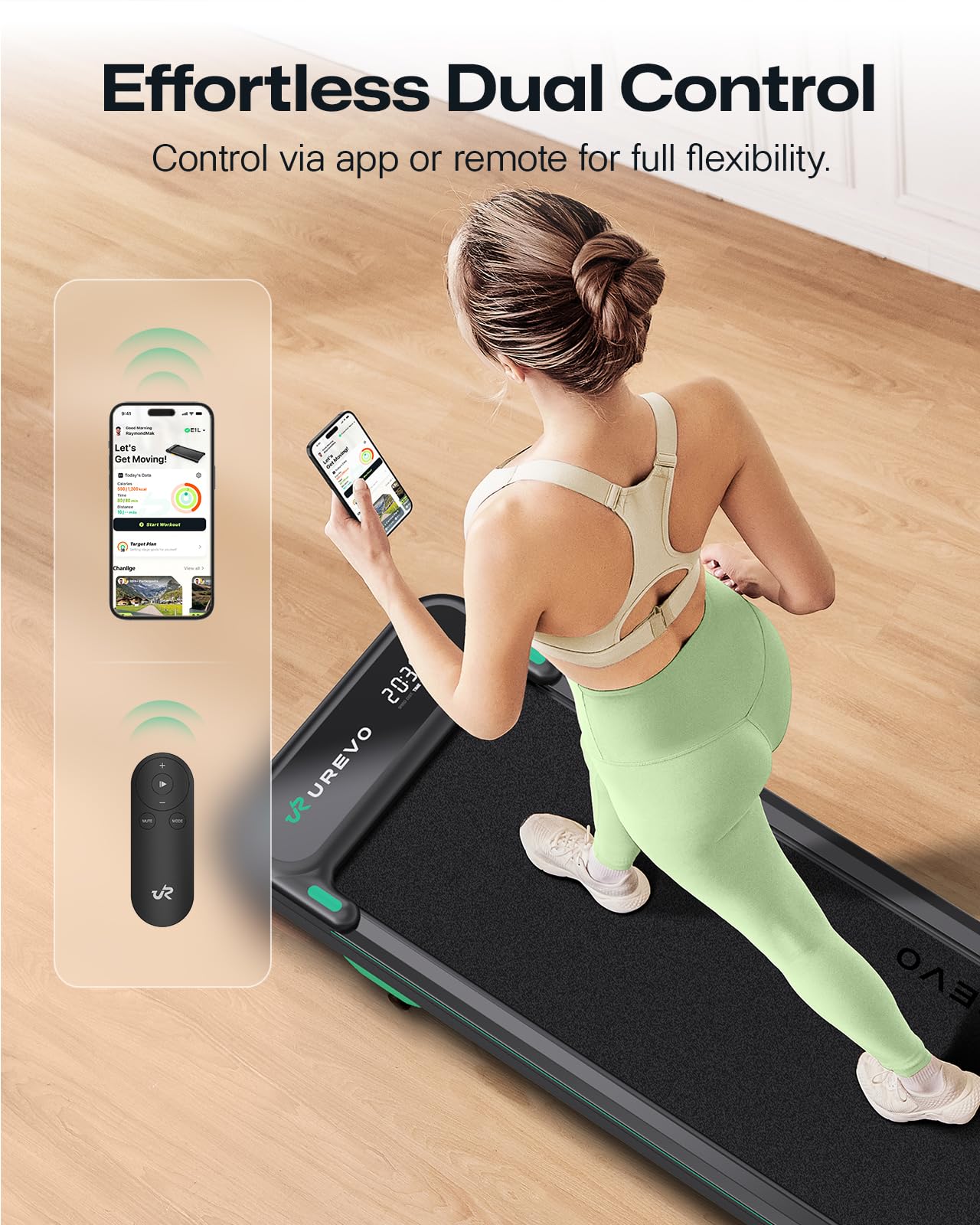 UREVO 2025 Upgrade Smart Walking Pad with MIIT Modes, Walking Pad Treadmill with APP, Treadmills for Home 2.5 HP Motorized, Plug