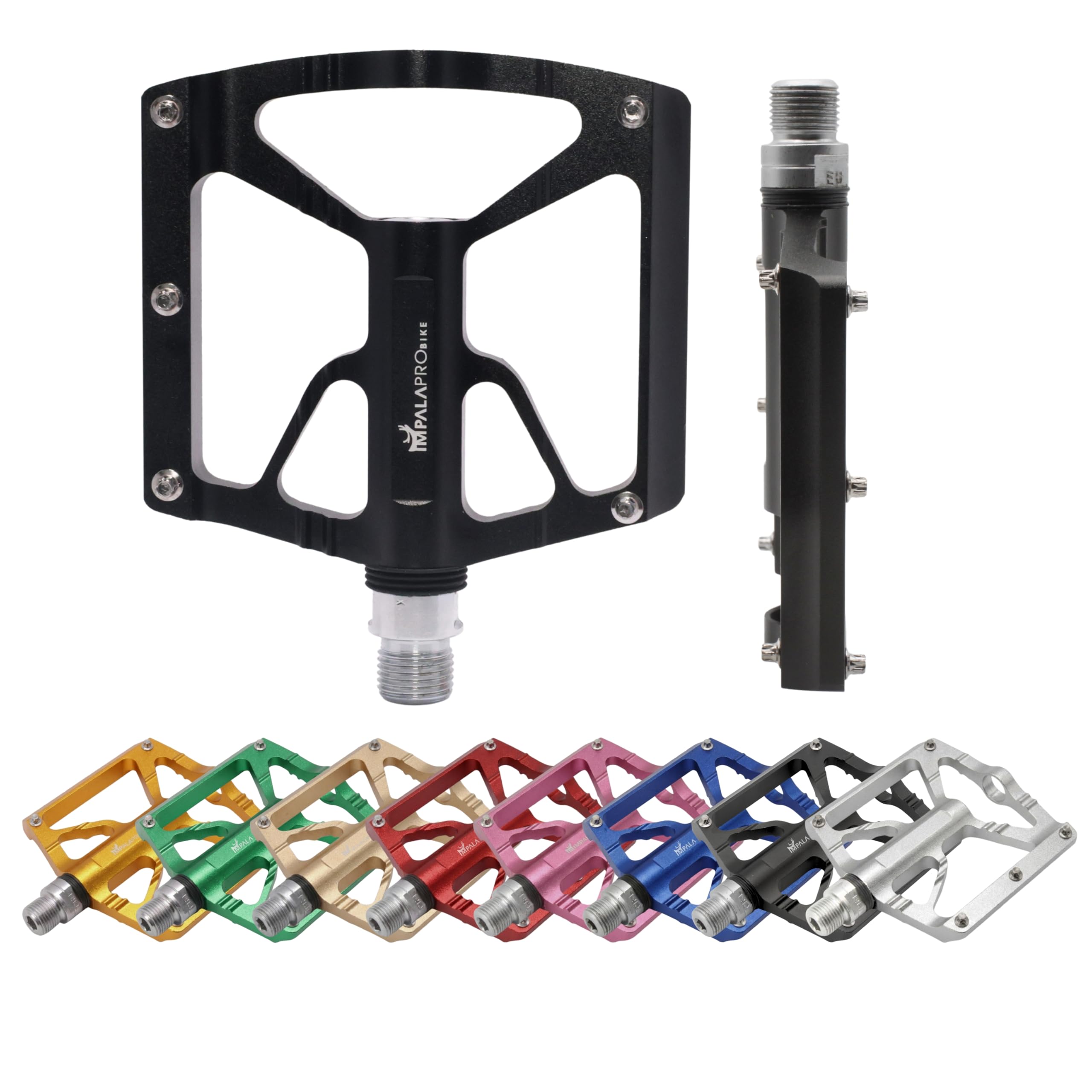 IMPALAPRO Aluminum Platform Bike Pedals CNC Machined 97  92 mm - Lightweight 320 g Bicycle Pedals with Sealed Cr-Mo Axle and 10 