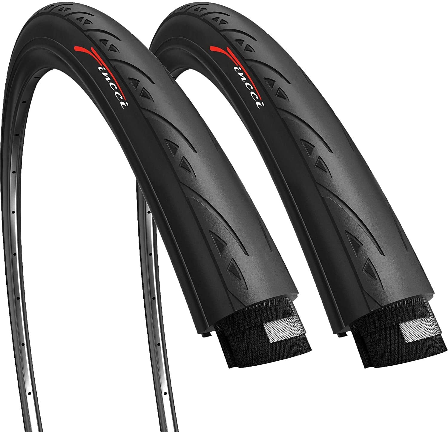 Fincci Pair 700 X 25C Tire Foldable 120 Tpi For Racing Touring Cycling All Season Bicycle - Pack Of 2 Road Bike Tires 700X25C