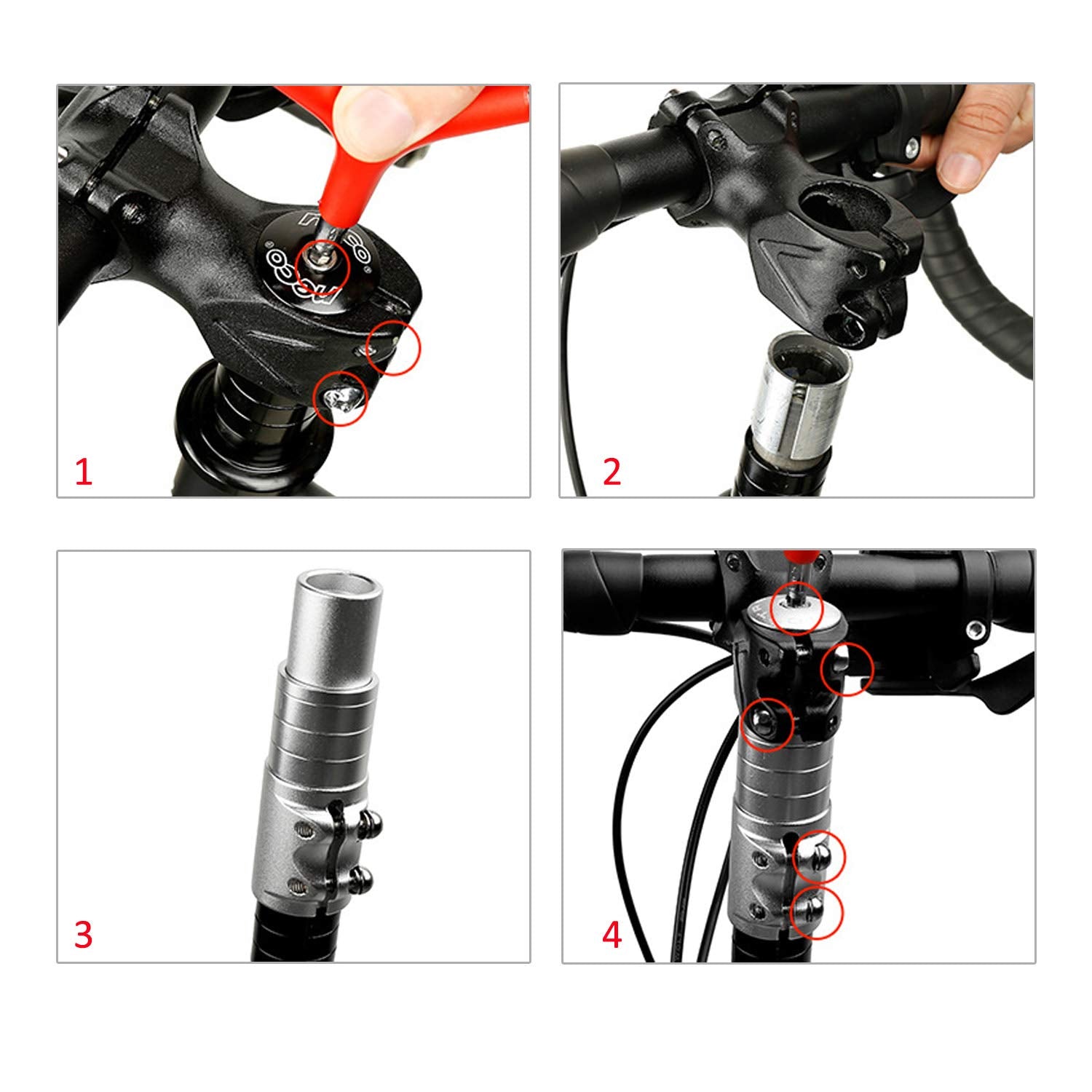 Platt Bike Fork Stem Extender Aluminum Alloy Mtb Bicycle Stem Raiser Handlebar Riser Fit For 1 1/8 Threadless Steerer Tubes,Blac