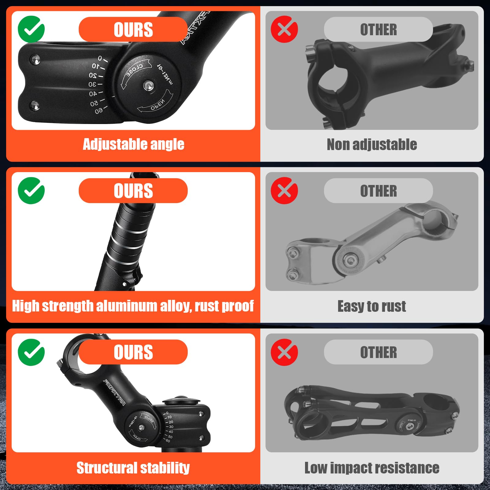 Bike Stem Riser & Adjustable Mtb Stem, 31.8Mm Bike Stem Adjustable 60 Degree, Aluminum Bicycle Handlebar Riser, Universal Bike S