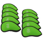 10Pcs/Pack New Meshy Golf Iron Covers Set Golf Club Head Cover Fit Most Irons (Bright Green)