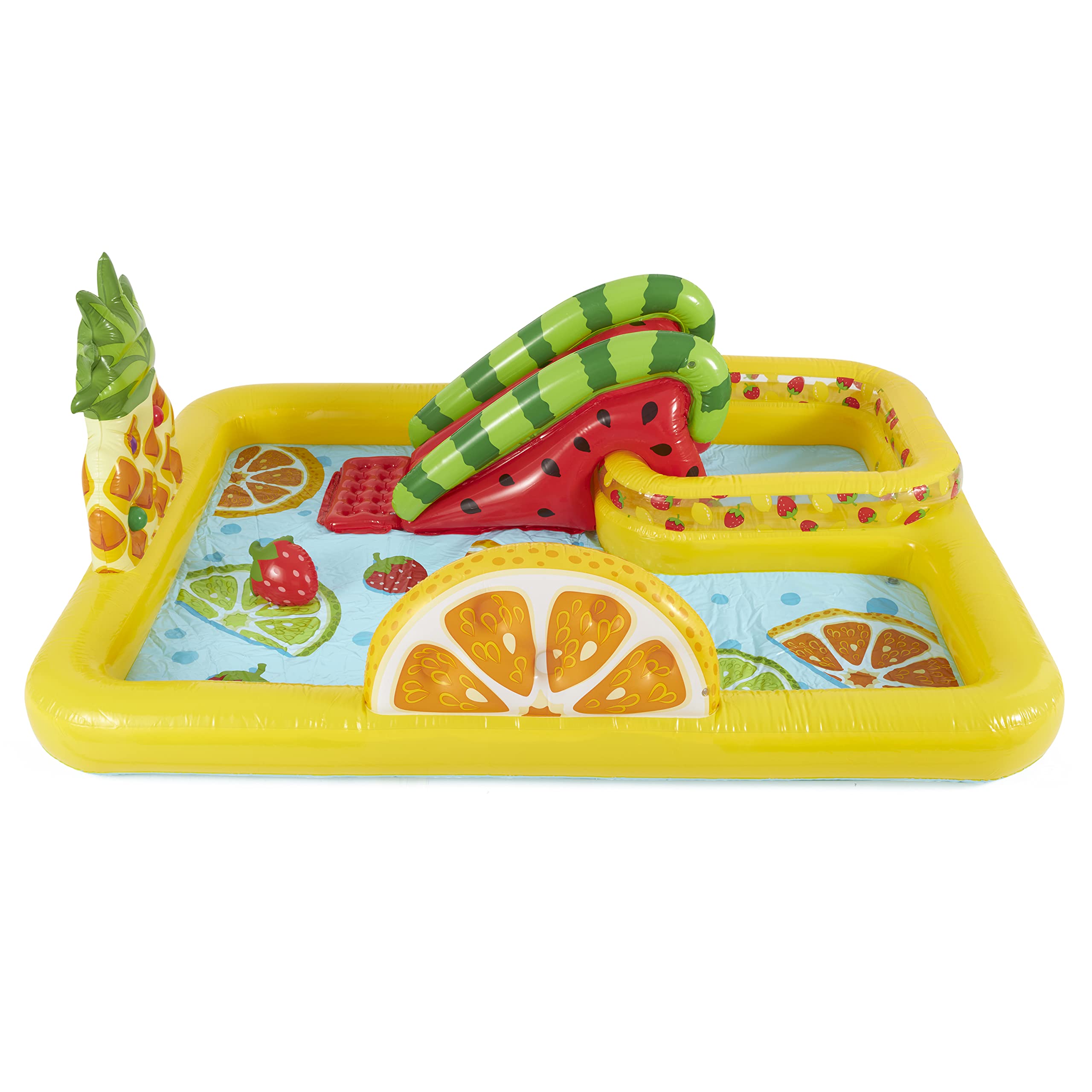 Intex 57158Ep Fun'N Fruity 8Ft X 6.25Ft X 4In Outdoor Inflatable Kiddie Pool Water Play Center With Water Slide, Sprinklers And