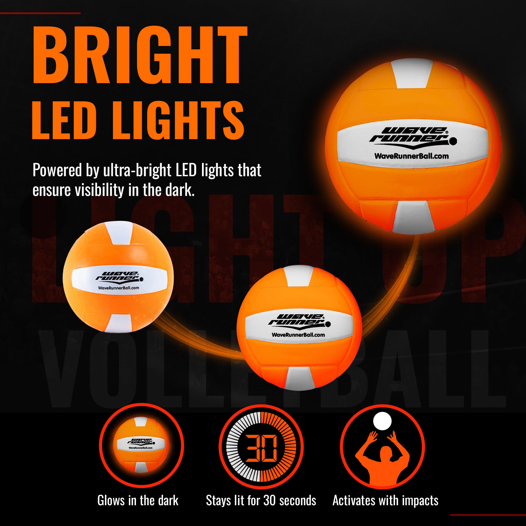 Wave Runner Led Light Up Volleyball - Glow In The Dark Volley Ball - Volleyball Gifts For Teen Girls | Beach Sports And Outdoors