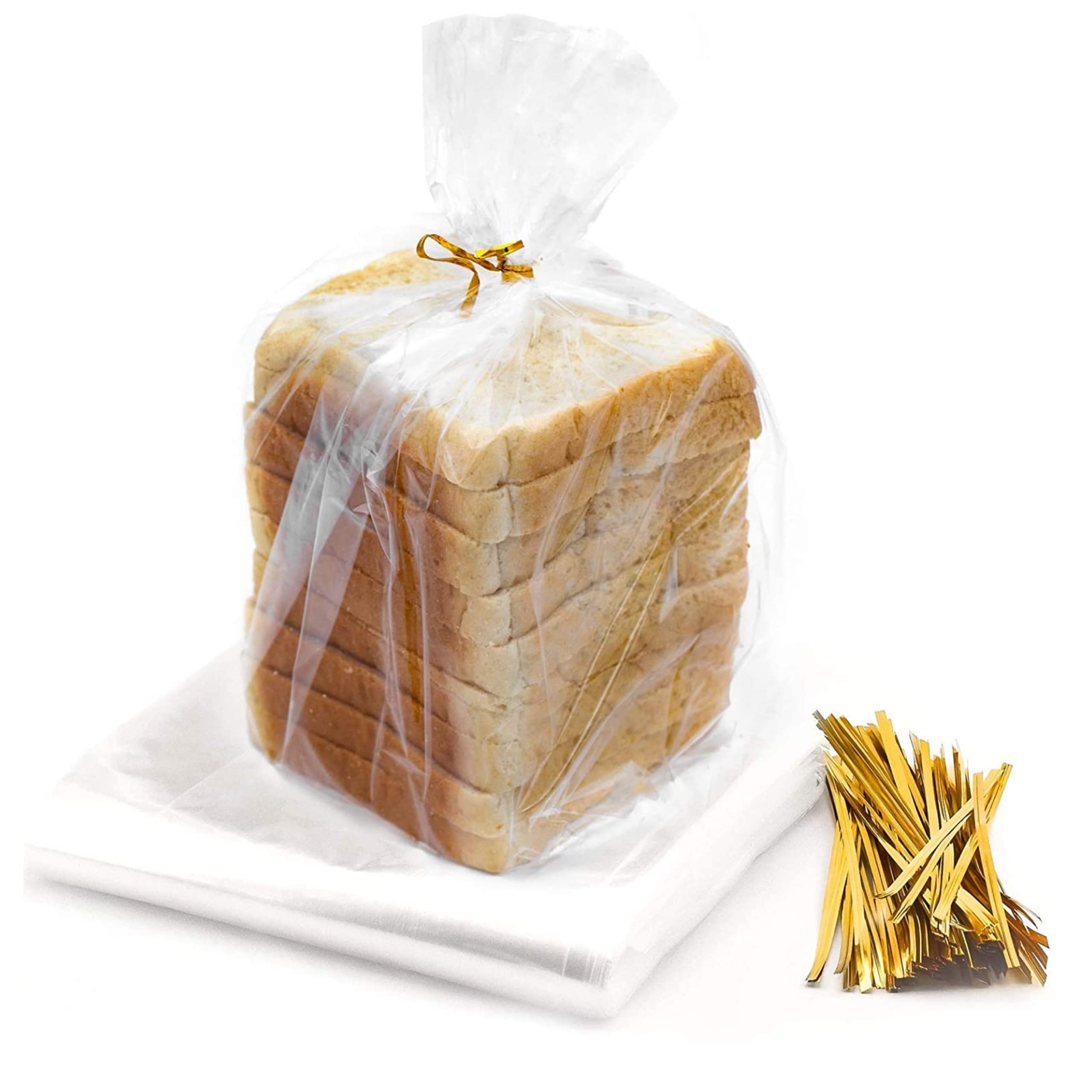 Reusable Plastic Bread Bags For Homemade Bread - 100 Pack Clear Bread Bag With Ties For An Airtight Moisture-Free Preservation A