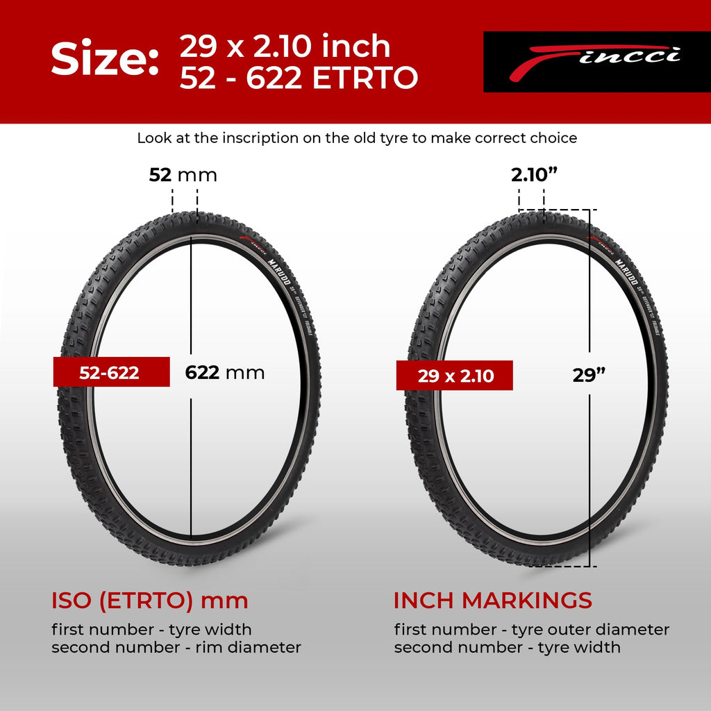 Fincci Marudo 29 X 210 Inch Bike Tire Foldable 52-622 For Mtb Mountain Gravel Hybrid Bike Bicycle