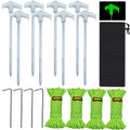 Tent Pile, 9.8 ''Heavy-Duty Luminous Canopy Camping Pop-Up Tent Pile, Rope Adjuster Storage Bag, Heavy-Duty Metal Pile For Garde