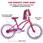 Weize Girls Bike For 6-12 Years Old Kids, 20 Inch Kids Bike With Training Wheels, Streamers, Basket And Doll Seat, Children Bicy
