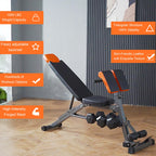 Fitks360 Adjustable Weight Bench 1000Lbs- Multi-Functional Full Body Workout Equipment: Hyperextension, Roman Chair, Sit-Up Benc
