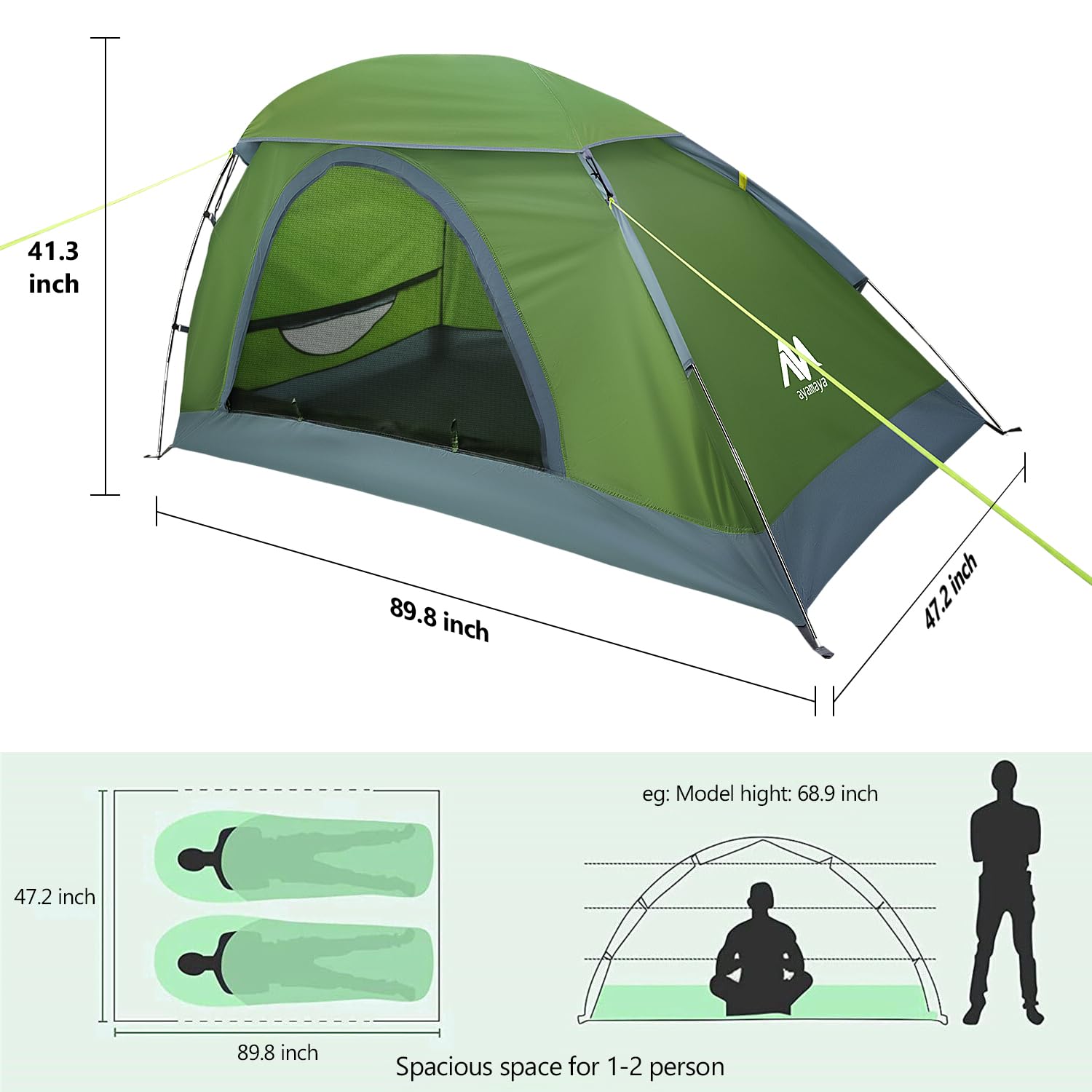 Ayamaya 1 Person Tent For Backpacking - Lightweight Single Person Hiking Tent With Skylight & Waterproof Rainfly & Ground Vents,