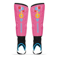 Vizari Blossom Kids Soccer Shin Guards For Girls - Pink/Blue, M | Dual-Layered Protection & Ventilated Football Shin Pads With A