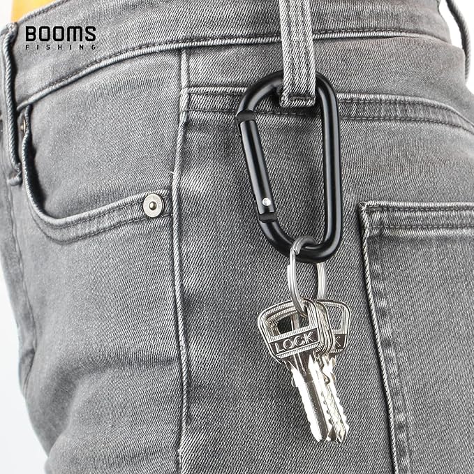 Booms Fishing Cc2 Carabiner Clip, Small Carabiner Keychain, Multi-Use Aluminium D Ring Caribeener Clips, 6Pcs 2Inch Black
