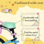 Rully Girls Bike For 2 3 4 Years Children, 12 Inch Toddler Bicycle With Training Wheels, Doll Seat, Basket, Handbrake For Girls