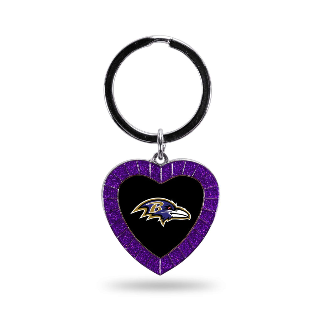 Rico Industries Nfl Baltimore Ravens Nfl Rhinestone Heart Colored Keychain, Purple, 3-Inches In Length