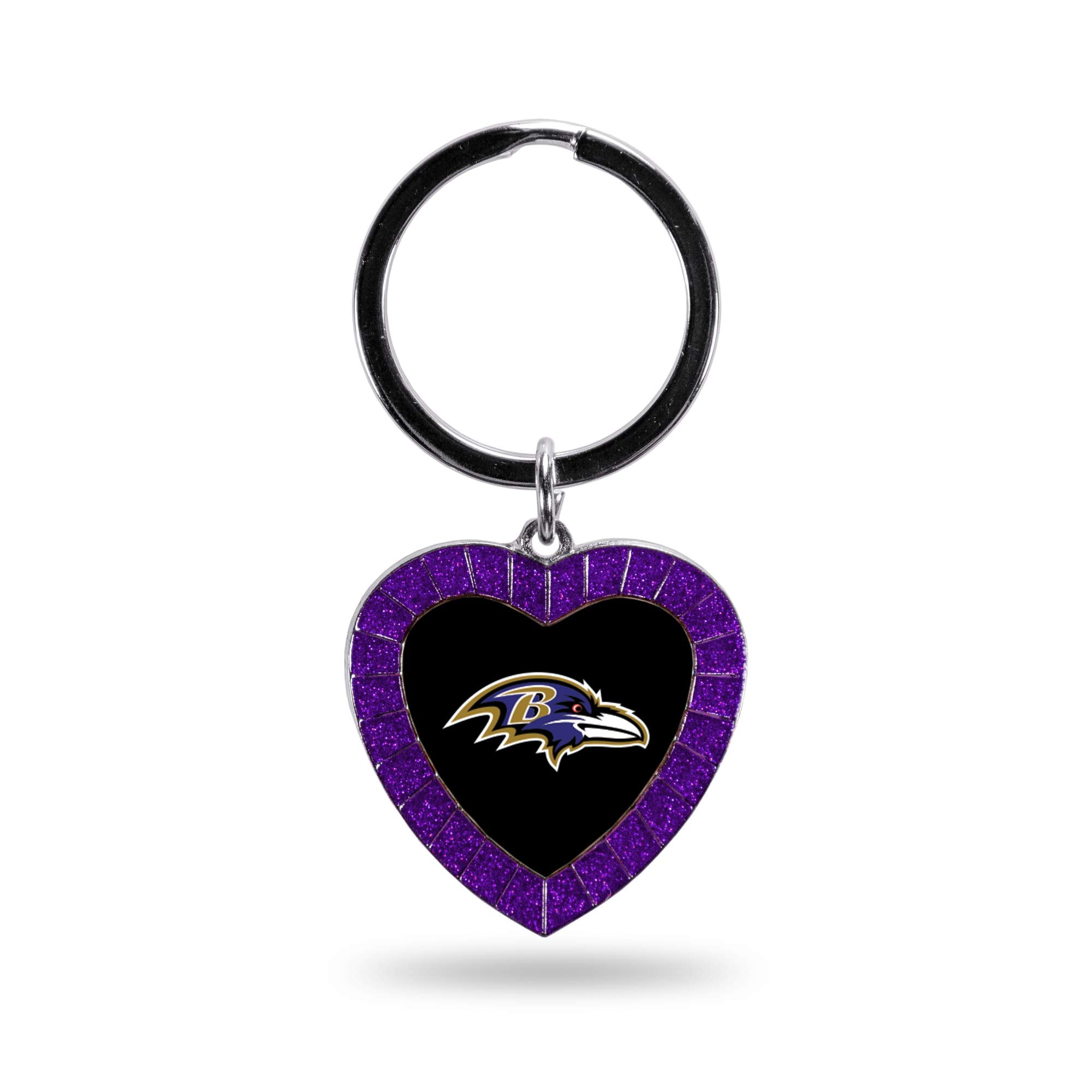 Rico Industries Nfl Baltimore Ravens Nfl Rhinestone Heart Colored Keychain, Purple, 3-Inches In Length