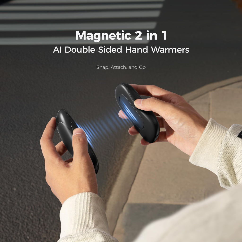 Ocoopa Hand Warmers Rechargeable 2 Pack, Magnetic Double-Sided Heating Electric Hand Warmers 10000Mah, Up To 14 Hours, 4 Heat Le