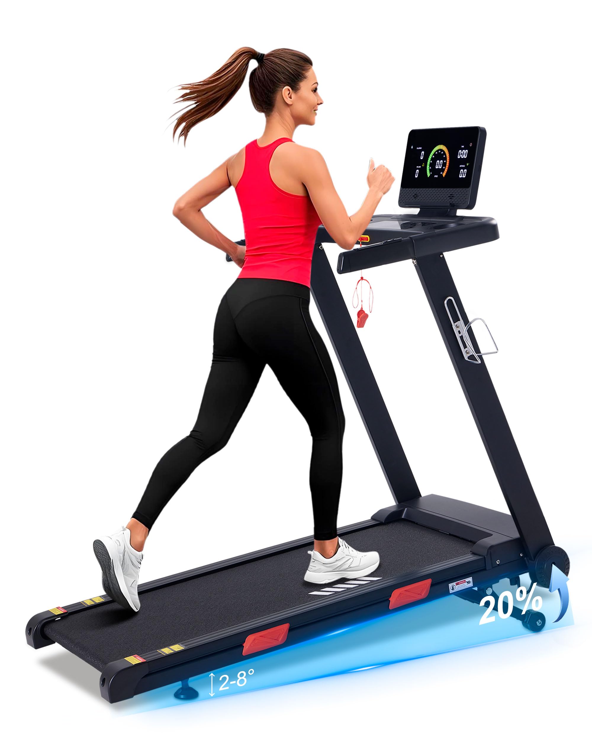 ATEEDGE Auto Incline Treadmill, 20% Incline, 3.0HP, 10 MPH Running Machine, 18.5 Wide Belt, 350 lbs Capacity, Treadmill for Home