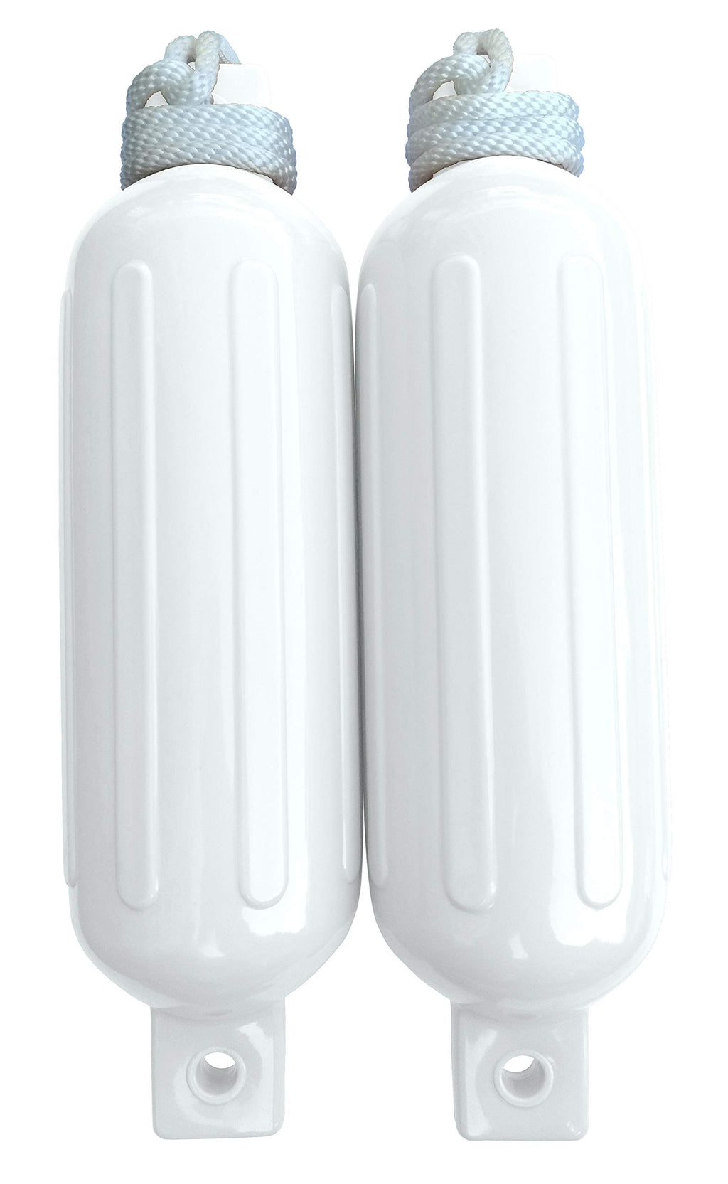 Dock Edge + Twin Eye, Dolphin Boat Fender, Ribbed, 5.5''X20'', White, 2-Pack