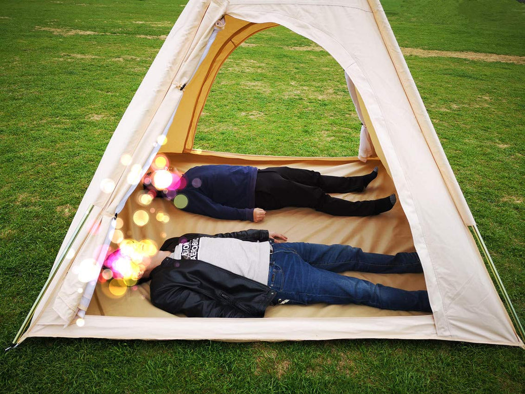 Free Space Outdoor 100% Cotton Canvas Waterproof Pyramid-Shaped Camping Tent (Beige, 2.15Meters)