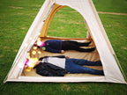 Free Space Outdoor 100% Cotton Canvas Waterproof Pyramid-Shaped Camping Tent (Beige, 2.15Meters)